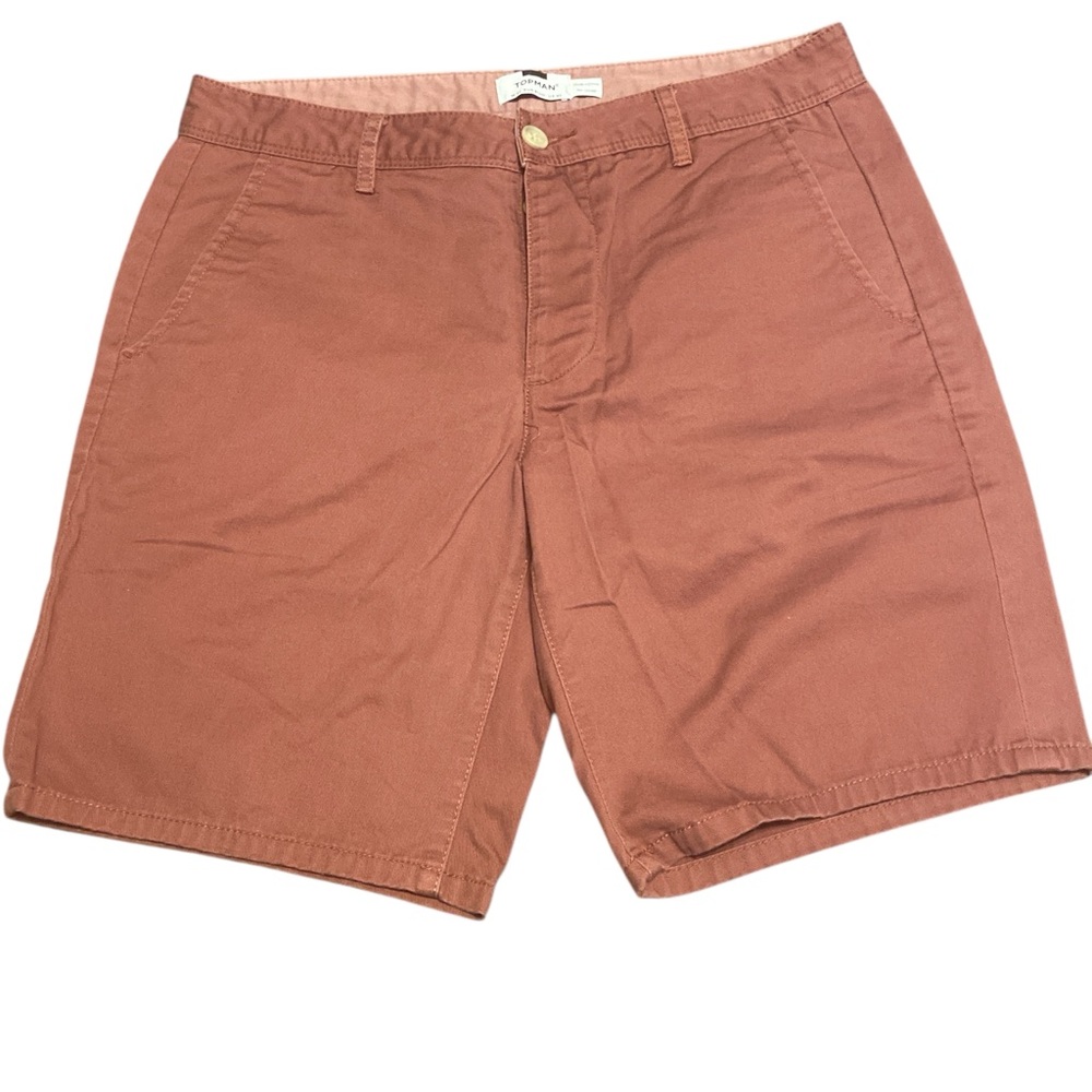 Topman Pink Flat Front Shorts Cotton Twill